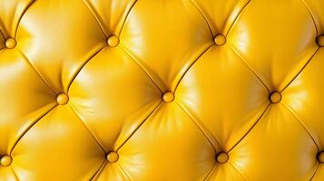 Yellow tufted leather design adorned with buttons, presenting a sophisticated and opulent texture. photo