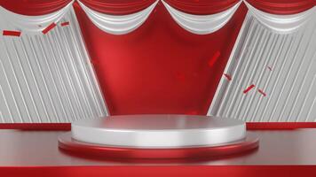 4k Motion Graphic Design 3D looping animated background in red and white with abstract flags for independence day party video
