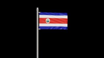Animation of the Costa Rica Flag Waving on a Pole video