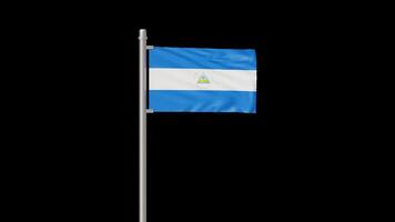 Animation of the Nicaragua Flag Waving on a Pole video