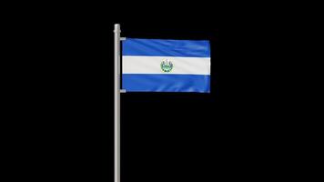 Animation of the El Salvador Flag Waving on a Pole video