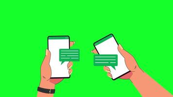 Message Exchange Between Two Phones Animation On Green Screen video