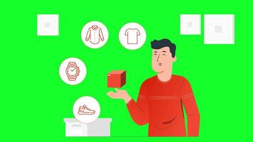 Boy Showing Product, Product Presentation Animation On Green Screen video
