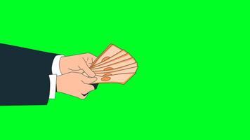 Person Counting Money Animation On Green Screen video