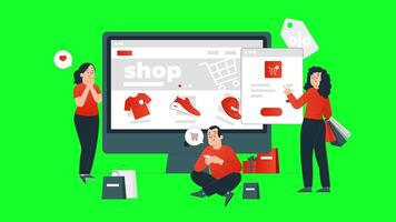 Online Shopping on an E-commerce Website Animation On Green Screen video