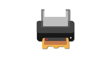 simple printer animation, printing a file with a printer. video