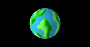3D Animation Rotated Low Poly Blue Planet, Globe Illustration Loop video
