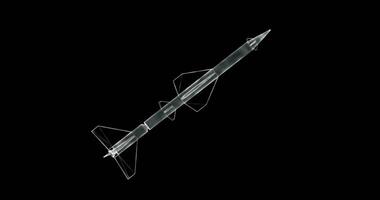 Hologram screen 3d of a combat missile - loop video