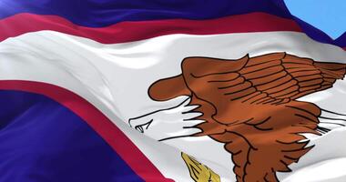 American Samoa flag waving at wind in slow, loop video