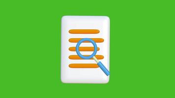 3D green screen icon animation of a document check. Suitable for presentation media, template design, brochures, promotional media and advertising video