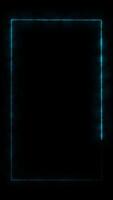 vertical light blue neon frame overlay reactangle glowing seamless loop video