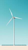A modern wind turbine generating renewable energy against a clear blue sky. photo