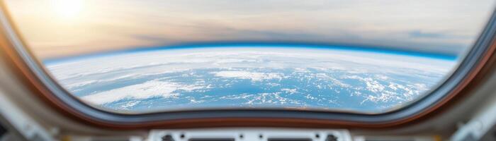 A breathtaking view of Earth from the perspective of outer space. photo
