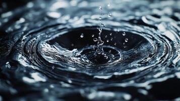 Macro Shot of Water Drop Collision Producing Delicate Ripples and Waves photo
