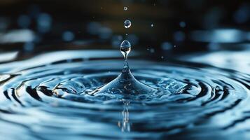 Single Water Drop Impact Causing Beautiful Ripples and Flowing Waves photo