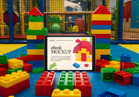 tablet mockup for ebook with playground background psd