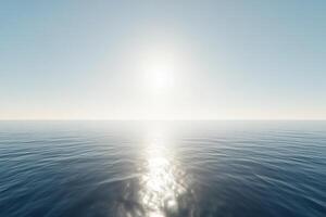 A 3d rendering of the sun shining over the ocean photo