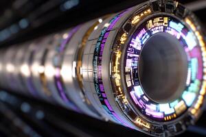 A close up of a large circular object photo