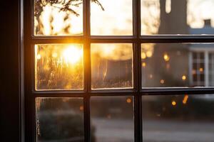 A view of the sun through a window photo