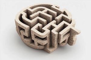 A 3d image of a maze with a person inside photo