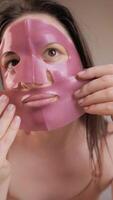 Skincare with a hydrogel mask. hydration, nourishment, and glow for the face. video