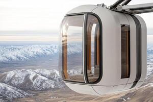 A view of a mountain range from a gondola photo
