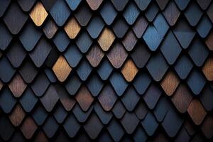 A dark blue and gold patterned wall photo