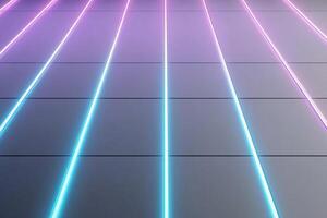 A neon lighted floor with lines of different colors photo