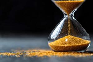 An hourglass with sand falling out of it photo