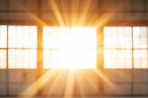 Sunlight shining through a window in an industrial building photo