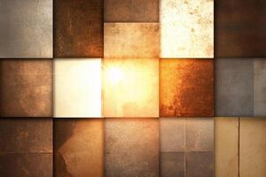 A collection of different colored squares with a light shining through photo