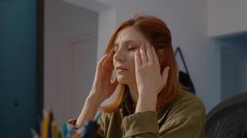 Feeling overwhelmed at home office while dealing with a headache video
