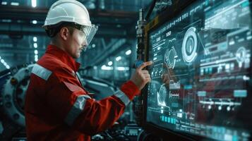 The engineer using touchscreen technology photo
