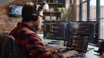 The programmer at workstation photo