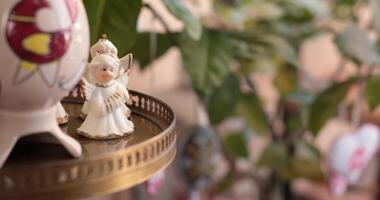 Easter home decor with cozy decorations that bring warmth and joy to your space. Discover unique accents and thoughtful details for a festive atmosphere. Rack focus video