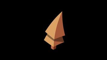 Isometric autumn tree animation. Tree isometric elements. Isometric tree element for landscape design. Park element. Transparent background with alpha channel video