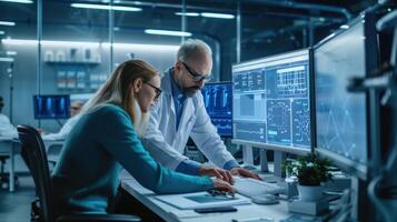The scientists analyzing data photo