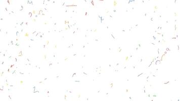 A dynamic, looping animation of scattered colorful confetti-like shapes on a clean white backdrop, perfect as a playful and vibrant texture for creative projects or celebratory themes. video