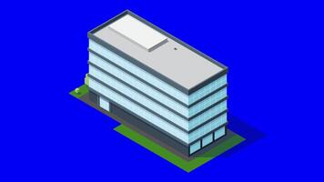 Isometric city building animation. Isometric modern building. Skyscraper building or business office. Motion graphic.. video