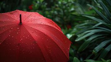 The red umbrella in rain photo