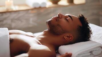 Man Relaxing in Spa photo