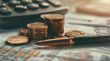 The stacked bitcoin coins photo