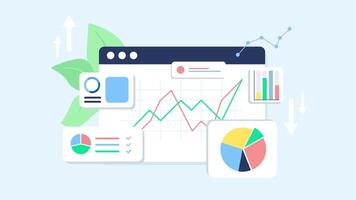 Business Profit Concept Design Motion. Finance Growing line chart graph. Animation of graphs bars and charts. Stock market abstract finance background video