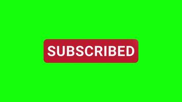 Red Subscribe Button for Your Channel. Pointer clicking on Subscribe Button. Green Screen Alpha Channel Matte video