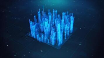 Futuristic city Hologram, Abstract Buildings in Cyberspace. Business and Technology Concept. Digital Development. Data flow animation video
