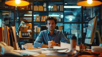 A Man at Office Desk photo