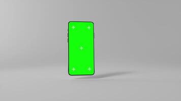 3d Smartphone With Blank Green Screen Isolated On White Background. Mobile Phone Mockup Chroma Key Display With Tracking Points. Phone In Vertical Orientation Portrait Mode video