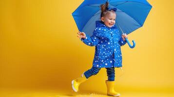 A cheerful child with umbrella photo
