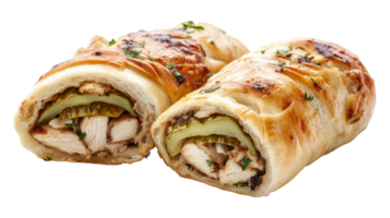 Delicious Chicken Wrap with Pickles and Fresh Herbs png