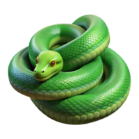 extraordinary modern A slithering green tree python, coiled high quality png